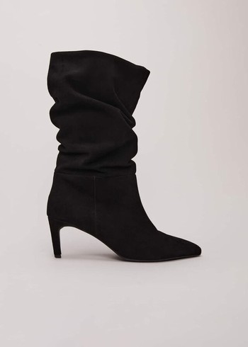 Phase Eight Black Suede Boots Black USA | 5036271-KU